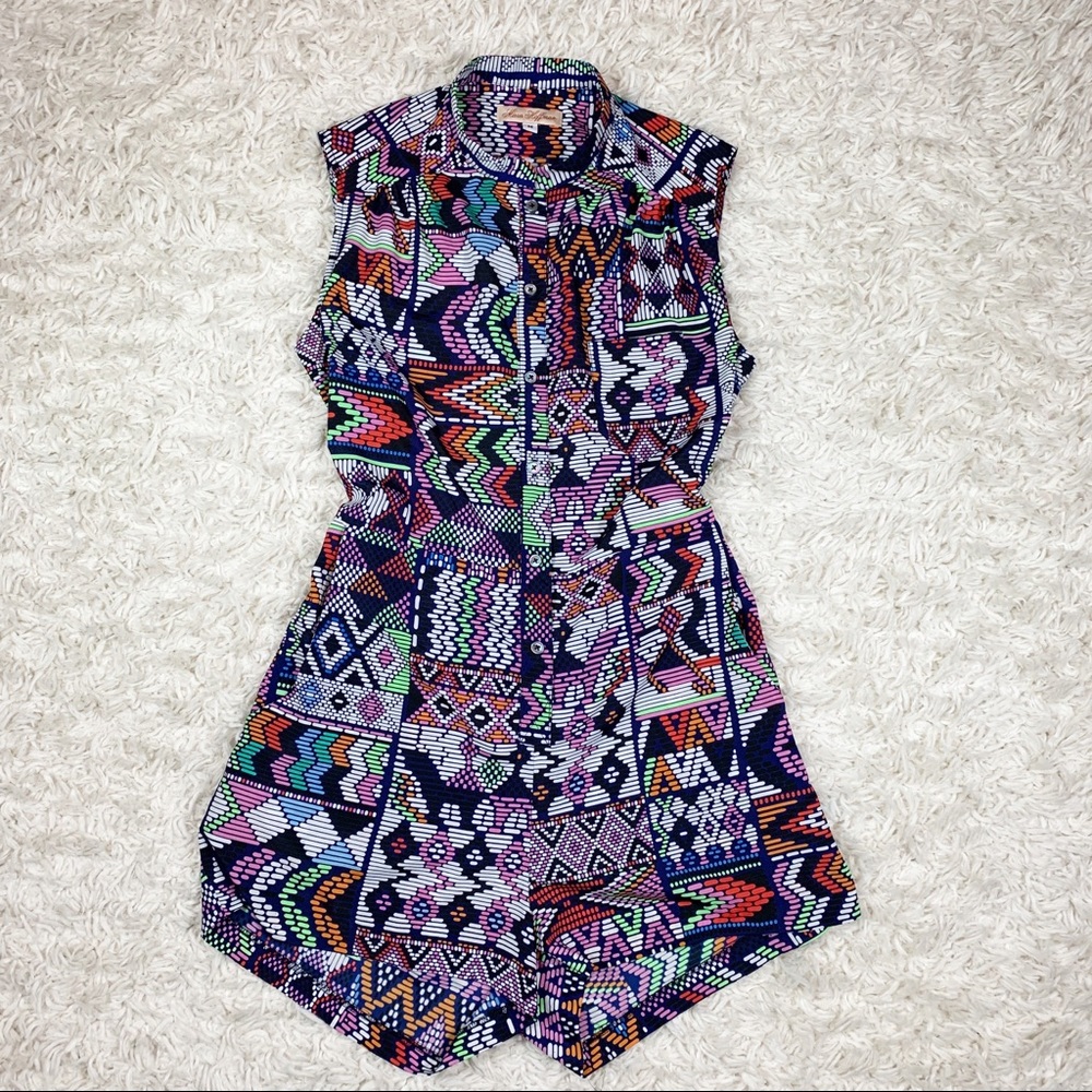 Mara Hoffman Geometric Patterned Open Back Romper